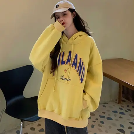 oversize卫衣女2020秋冬加绒加厚宽松韩版潮ins上衣bf慵懒风外套图片