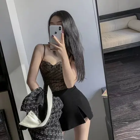 女装2023新款黑色设计感开叉超高腰紧身显瘦包臀A字半身裤裙秋装图片