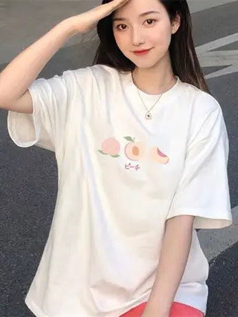 仿棉短袖t恤女夏季新款纯白色圆领学生宽松休闲女上衣全棉体恤ins商品大图