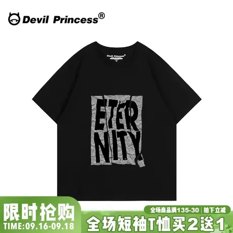 黑色系机能风穿搭高街短袖t恤女oversize大版宽松ins潮牌半袖上衣图片