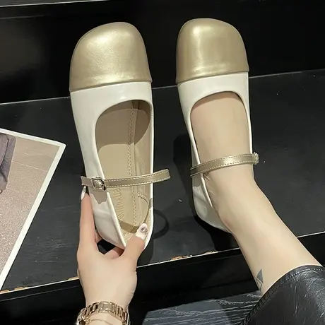 玛丽珍女鞋春秋季新款百搭一脚蹬懒人豆豆鞋小香风晚晚平底鞋单鞋商品大图