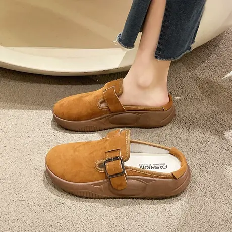 2023夏秋新款ins超火百搭勃肯鞋女学生复古一脚蹬软底防滑拖鞋商品大图