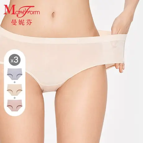 3条装曼妮芬莫代尔中腰三角裤无痕短裤内裤抗菌纯棉内裆女生底裤商品大图