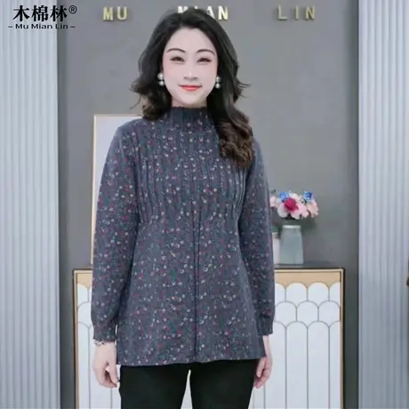 加肥加大洋气中高领毛衣春秋中老年人妈妈大码加厚上衣打底衫保暖商品大图