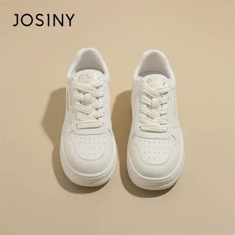 Josiny/卓诗尼白色板鞋女2024新款春季平底透气轻便舒适休闲鞋商品大图