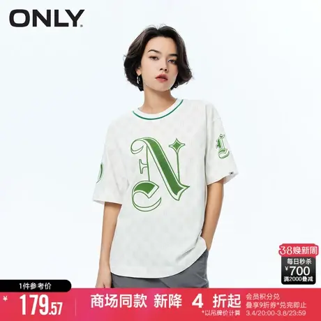 ONLY冬季学院风字母减龄印花宽松短袖T恤女|123301010商品大图