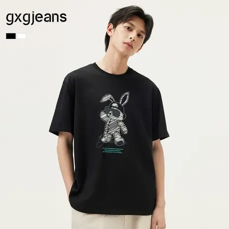 gxg.jeans男装  多色兔子印花潮流时尚圆领短袖T恤男 25年夏新品图片