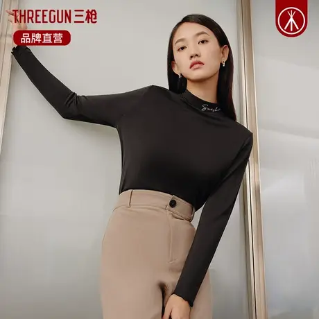 三枪打底衫女秋冬中领内穿女士保暖上衣防寒甜美半高领内搭秋衣商品大图