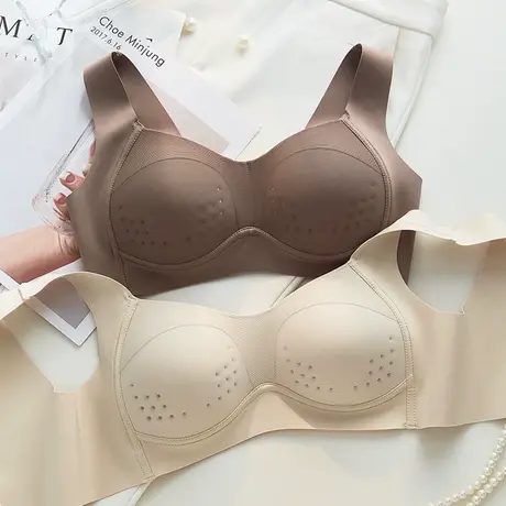 超薄款无痕内衣女士无钢圈大胸显小胸抹胸式收副乳防下垂文胸罩夏商品大图