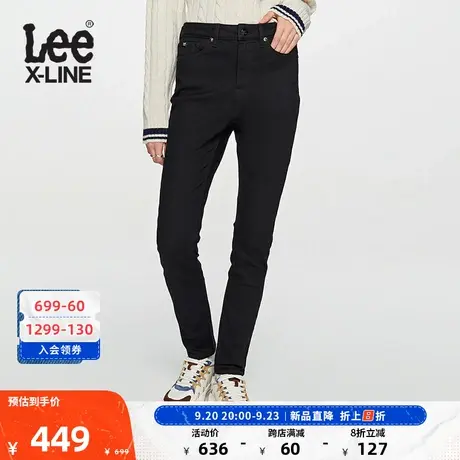 LeeXLINE23秋冬新品高腰紧身磨毛女保暖牛仔裤黑色LWB007196204商品大图