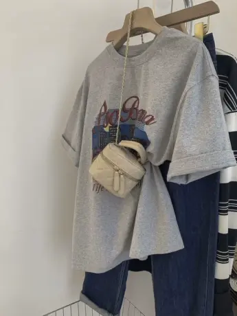 t恤女夏宽松纯棉美式oversize高街短袖大码上衣梨型身材微胖穿搭商品大图