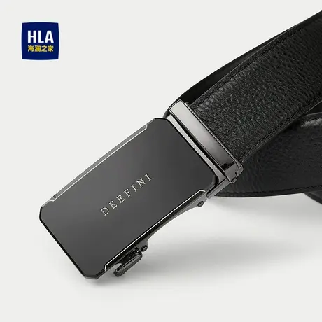 HLA/海澜之家撞色字母扣头通勤皮带25新商务自动扣黑色花纹腰带男图片