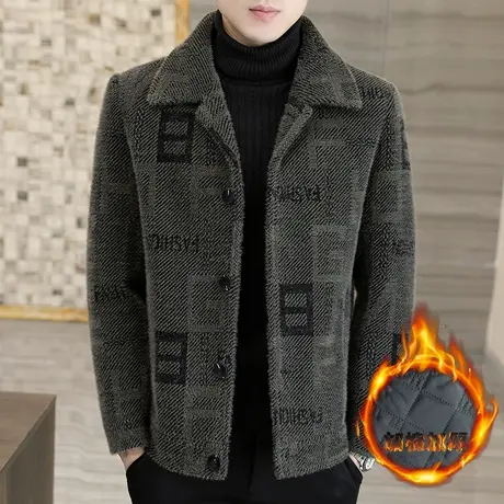 秋冬季短款毛呢外套男士加厚保暖呢子夹克韩版潮流休闲上衣服男装商品大图