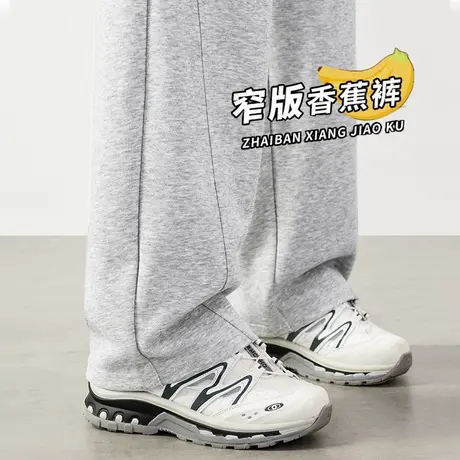 回力灰色休闲运动裤女2025春秋新款宽松高腰小个子香蕉直筒阔腿裤图片
