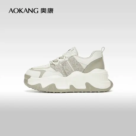 奥康女鞋 冬季新款厚底时尚百搭老爹鞋舒适柔软透气防滑休闲鞋M商品大图
