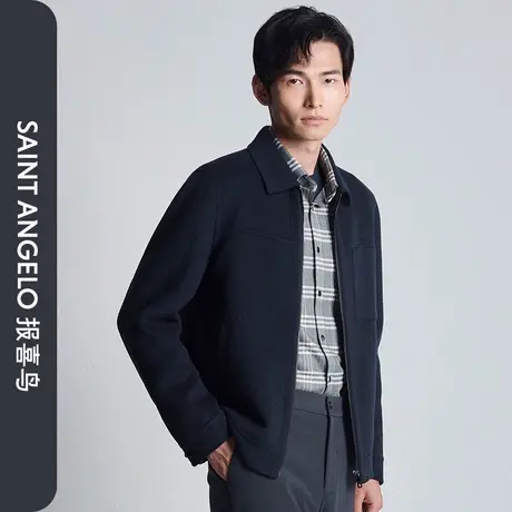 【羊毛双面呢】报喜鸟男士秋季新款时尚休闲毛呢夹克翻领外套上衣商品大图