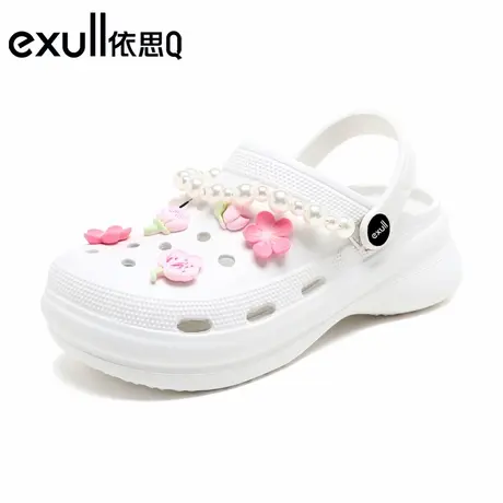 exull/依思Q洞洞鞋女夏时尚休闲防滑增高舒适轻盈花钻扣居家拖商品大图