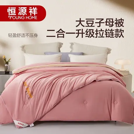 恒源祥大豆纤维子母被二合一拉链款四季通用学生宿舍棉被被子被芯商品大图