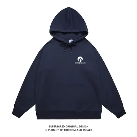 黑色连帽小众设计感潮流字母卫衣男2023秋冬宽松美式休闲长袖上衣图片