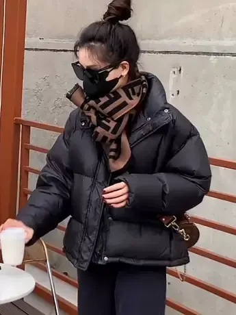 爆款保暖面包服2023新款韩版时尚冬季宽松立领小个子羽绒服女外套图片