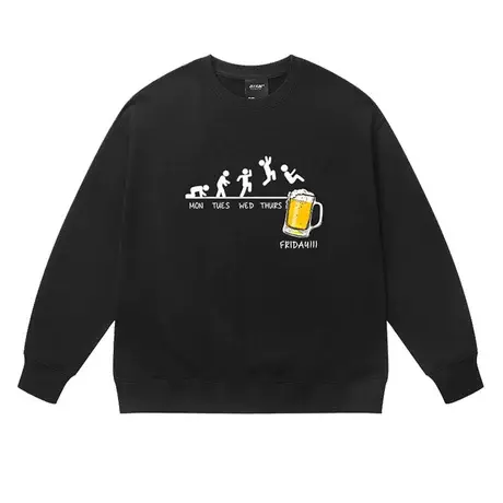 港风创意趣味文字圆领卫衣原创潮流秋冬休闲慵懒风加绒青少年上衣商品大图