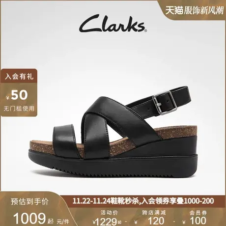 Clarks其乐女鞋春夏潮流厚底坡跟交叉带简约舒适凉鞋女商品大图