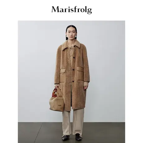 玛丝菲尔秋冬新款羊羔毛两件套式复古环保皮草大衣商品大图