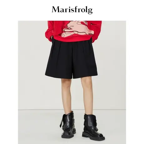 【羊毛休闲裤】玛丝菲尔休闲裤冬季新款黑色羊毛休闲裤商品大图