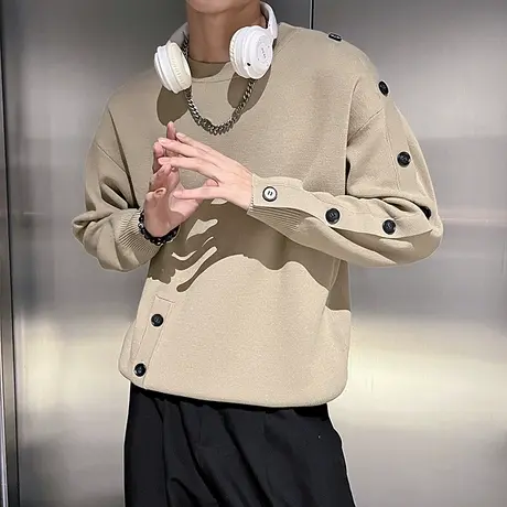 毛衣2023秋冬新款小众排扣设计感休闲慵懒风内搭轻熟风针织衫线衣商品大图