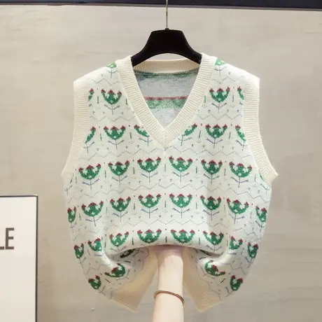 v领针织马甲背心女2023秋装新款宽松外穿马夹叠穿外搭毛衣坎肩潮商品大图