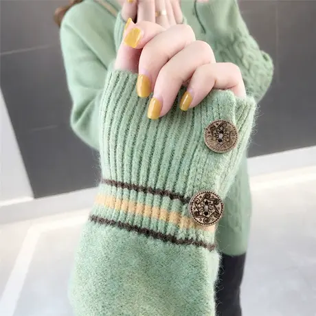 宽松春秋开衫毛衣女洋气韩版牛油果绿针织衫外套秋装新款慵懒风图片