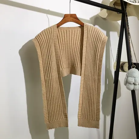 针织小披肩女外搭春夏新款韩版宽松无袖坎肩网红毛衣打结围巾斗篷图片