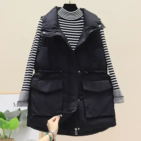 秋冬新款羽绒棉马甲女中长款韩版外穿收腰加厚坎肩背心马夹外套潮商品大图