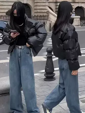 时尚短款立领羽绒服女2023冬季加厚面包服小个子羽绒外套ins潮款图片