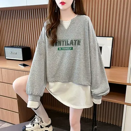 设计感小众卫衣女春秋季韩版宽松bf慵懒风薄款早秋假两件上衣外套商品大图