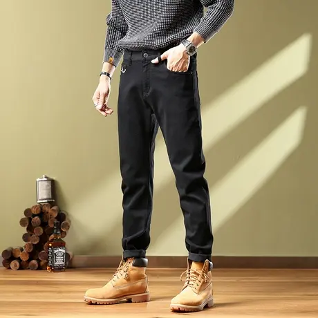 百搭潮流牛仔裤男士时尚休闲小直筒修身牛仔裤子宽松休闲水洗长裤商品大图