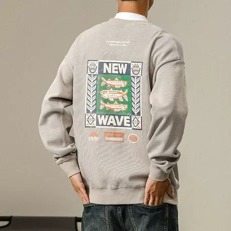 潮流男装大码卫衣舒适圆领潮牌卫衣男士长袖春秋款休闲男装卫衣商品大图