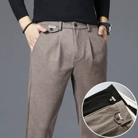 春秋款西裤男士商务毛呢休闲长裤子男裤春季2024年新款卡其色冬季商品大图