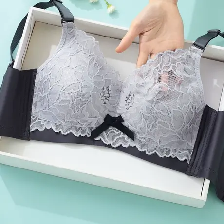 内衣女大胸显小文胸聚拢薄款缩胸防下垂乳胶收副乳2021新款夏季商品大图