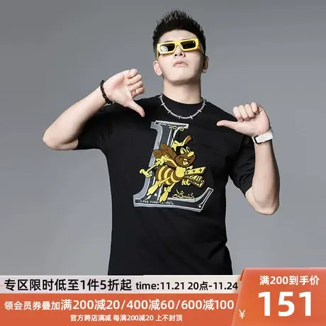 SXF圣希梵短袖t恤男 2024夏季潮牌刺绣重磅纯棉体恤宽松男士上衣商品大图