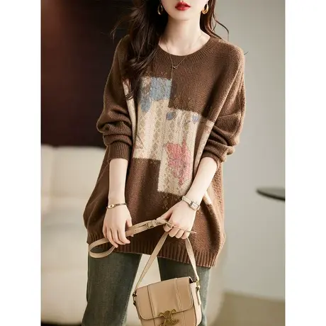 慵懒风毛衣女秋冬2023年新款宽松外穿软糯烫钻针织长袖洋气上衣女图片