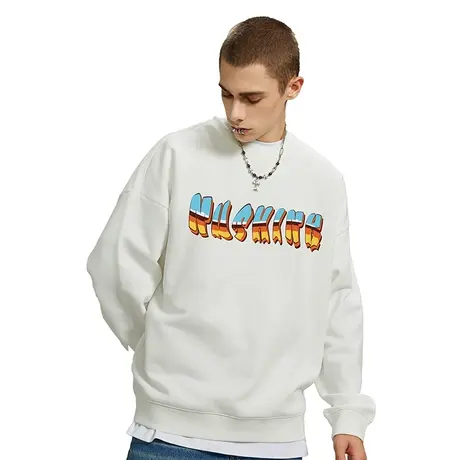 Nuthink美式保暖420g重磅字母圆领卫衣男加绒加厚潮牌春季上衣潮商品大图