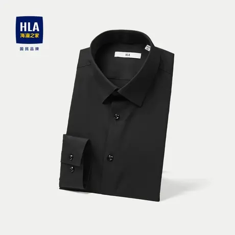 HLA/海澜之家舒微弹长袖正装衬衫2024春夏新款尖领时尚黑衬衣男商品大图