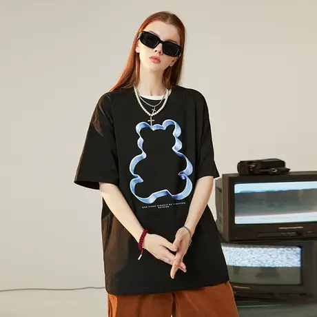 nuthink加肥加大中性情侣小熊t恤男潮宽松国潮短袖男潮牌半袖夏季商品大图