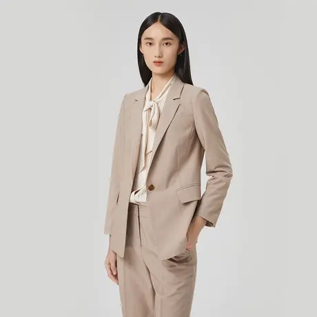 LANCY/悦朗姿2023春季新款绵羊毛西装外套女收腰显瘦高级感西服图片