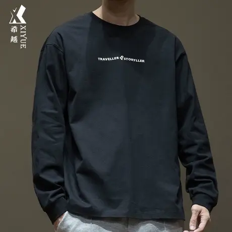 希越2024春季新款短袖T恤男重磅260g纯棉大码上衣宽松男士打底衫商品大图