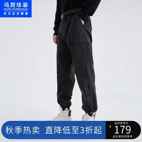 马克华菲潮流工装裤男秋季新款立体口袋抽绳直筒裤长裤男图片