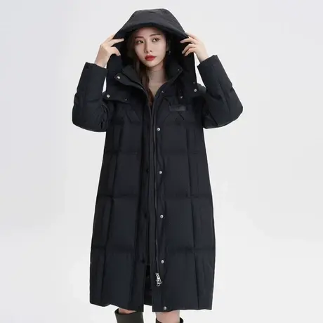 雪中飞羽绒服女款2023新款冬季长款过膝连帽加厚宽松时尚韩版外套图片