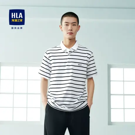 HLA/海澜之家撞色条纹短袖POLO衫2023春夏新款纯棉休闲上衣男图片