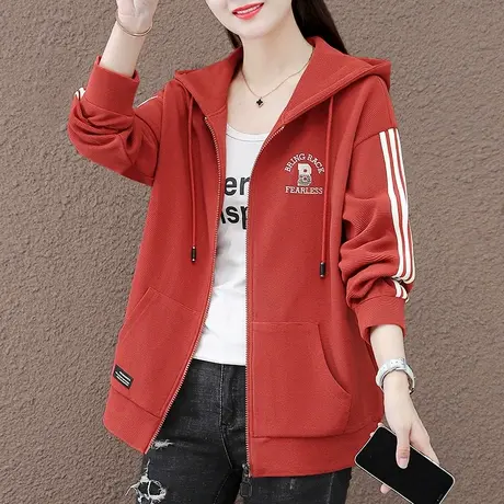 连帽卫衣外套女春秋2023年新款时尚宽松休闲上衣洋气百搭拉链开衫商品大图